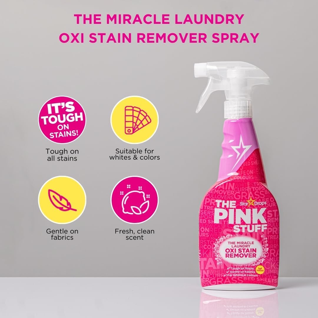 The Pink Stuff Laundry Oxi Stain Remover Spray, 16.9 Fl Oz 2 Pack