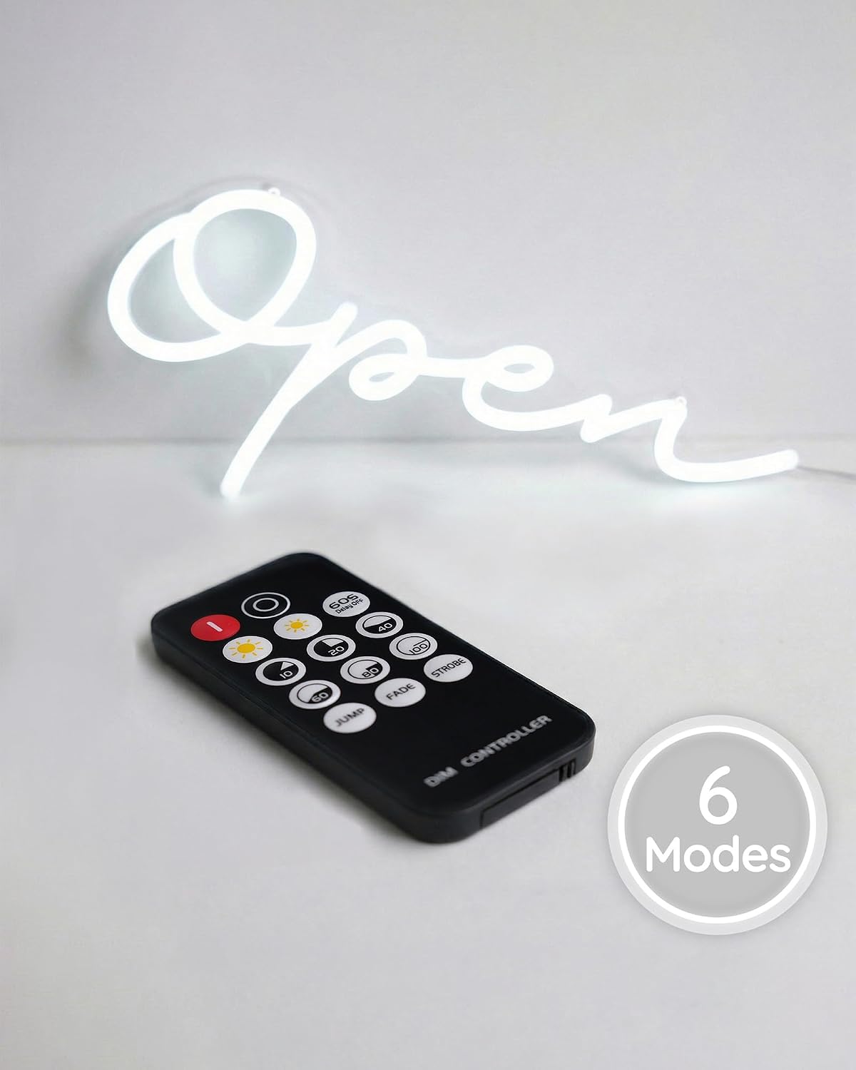 Large LED Neon Open Sign for Business 19x9in w/Remote Control, Bright Lighted Open Signs for Storefront Window, Light