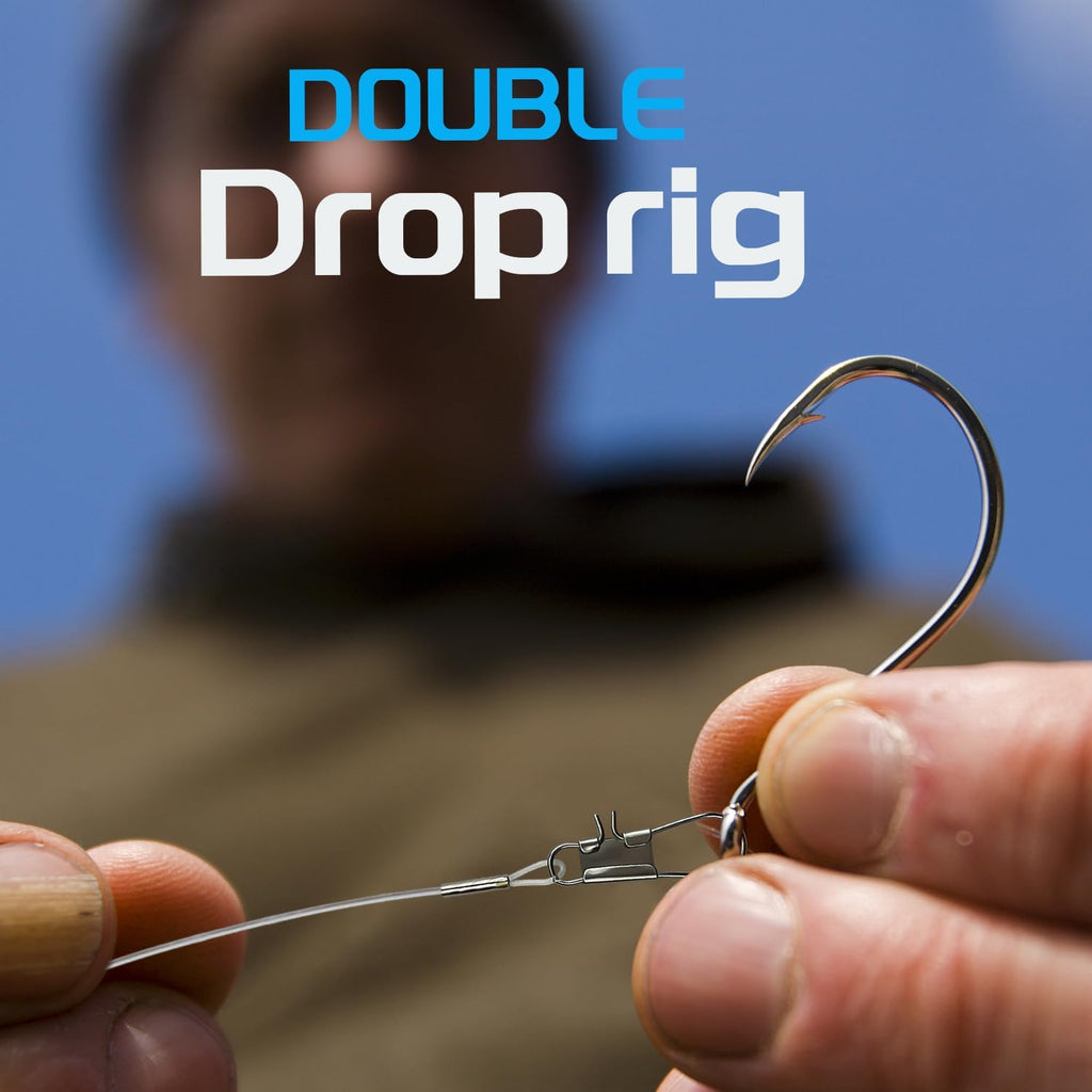 Double Drop Saltwater Fishing Rig –2 Hook Bottom Rigs with Swivels & Snaps, Pre-Tied Surf Pier Boat Leader Line for