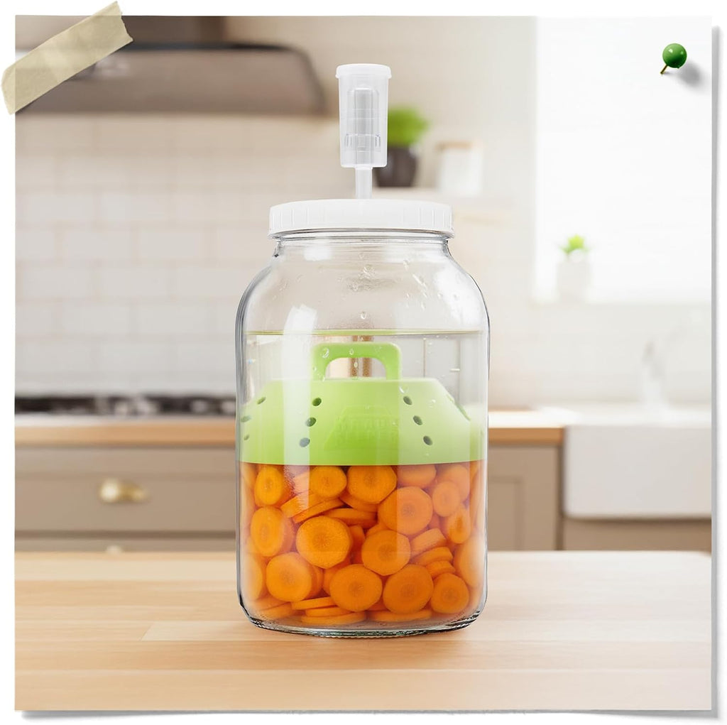 KrautKeeper Silicone Fermentation Weight – Keeps Veggies Submerged in ½-Gallon & 1-Gallon Jars, Fits 6.3" Diameter