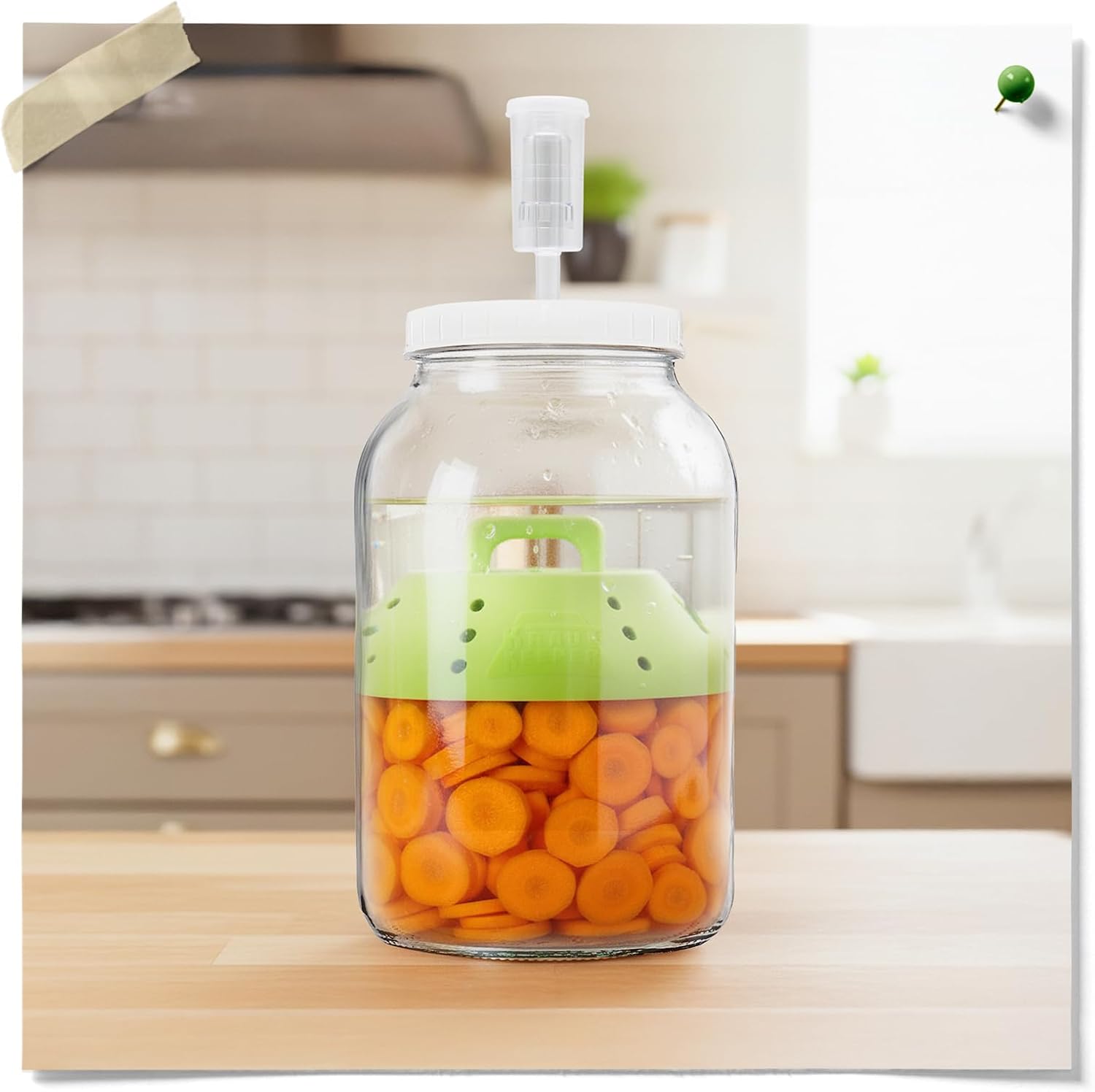 KrautKeeper Silicone Fermentation Weight – Keeps Veggies Submerged in ½-Gallon & 1-Gallon Jars, Fits 6.3" Diameter