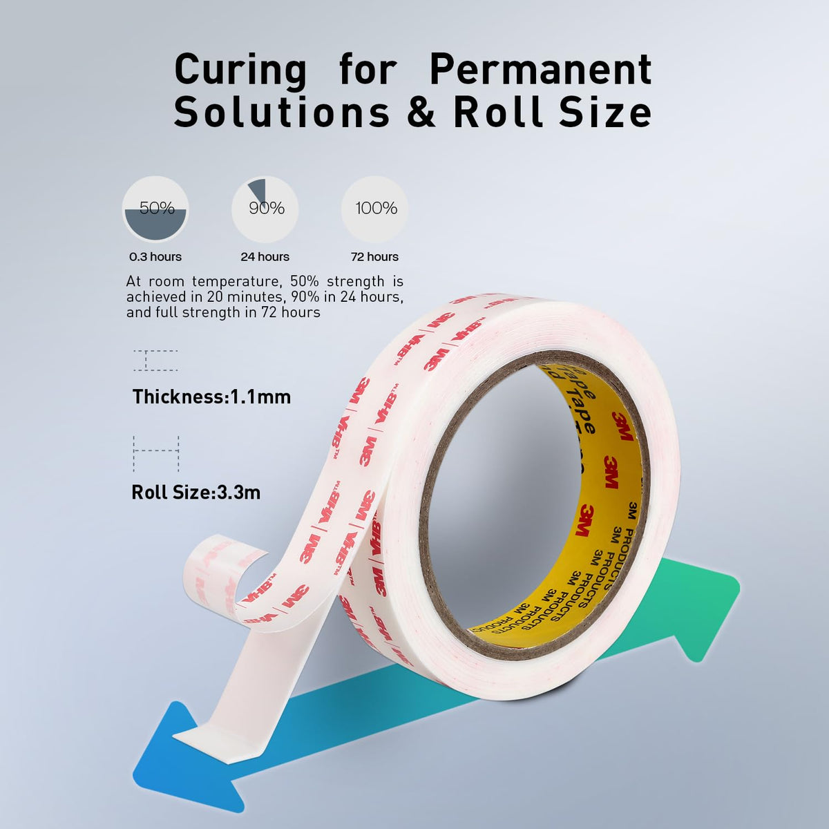 3M Double Sided Tape, 1/2” x 10.8Ft, 4950, White