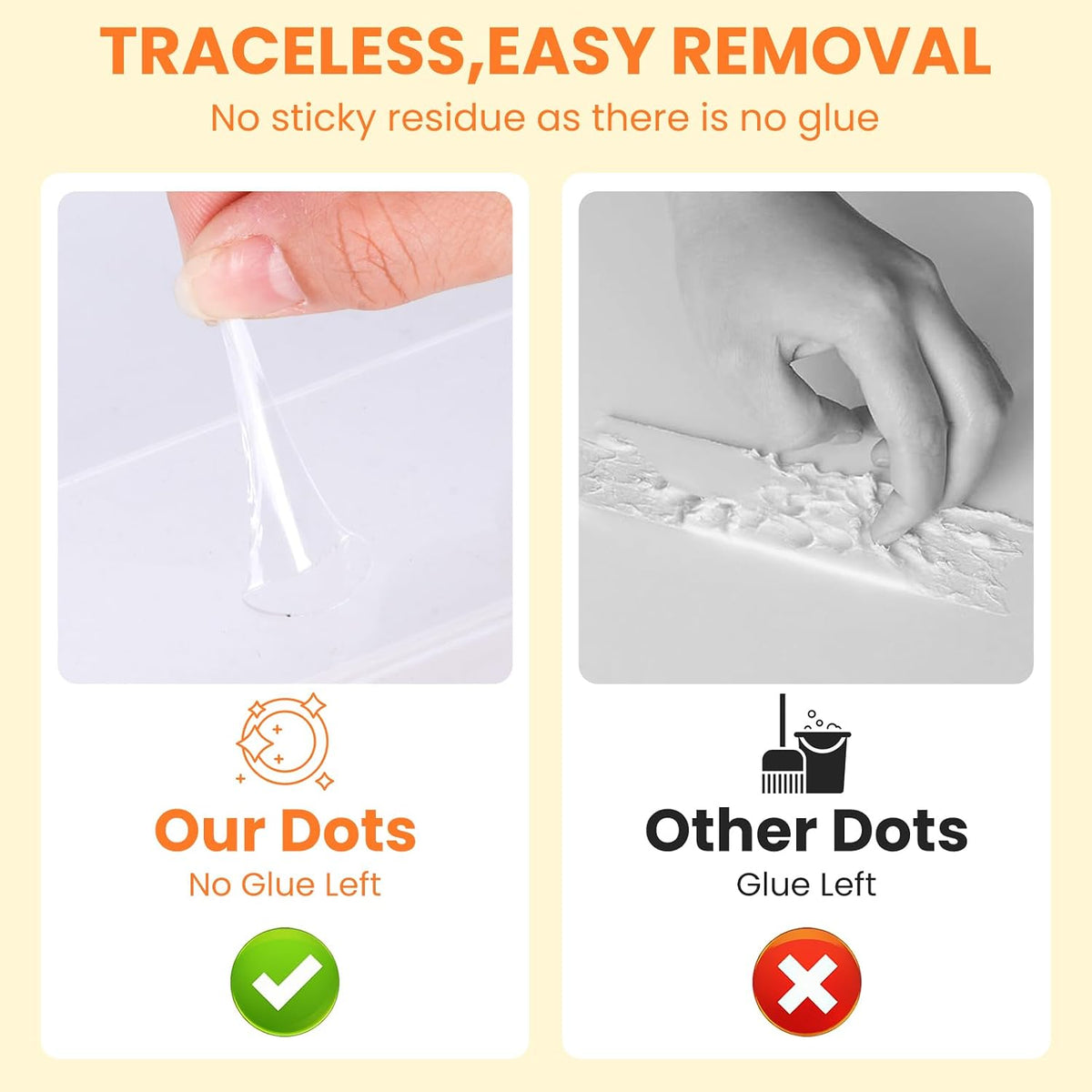 Clear Sticky Tack Adhesive Stick dots- Easy to Peel Clear Double Sided Mounting Putty Stick Tack for wall Hanging
