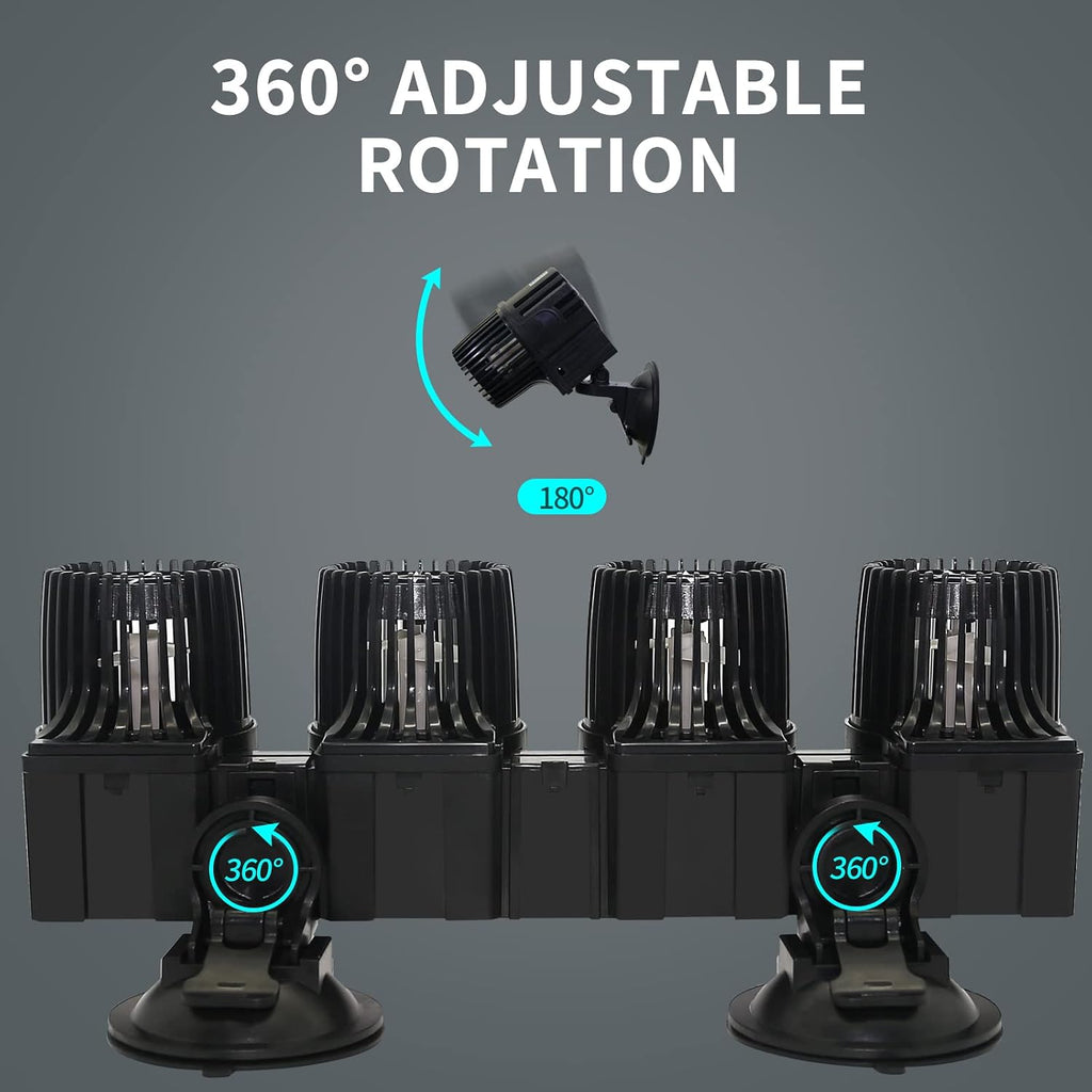 12680 GPH 4-Head Wave Maker Aquarium Circulation Pump | Submersible Powerhead for 180-300 Gal Fresh & Saltwater