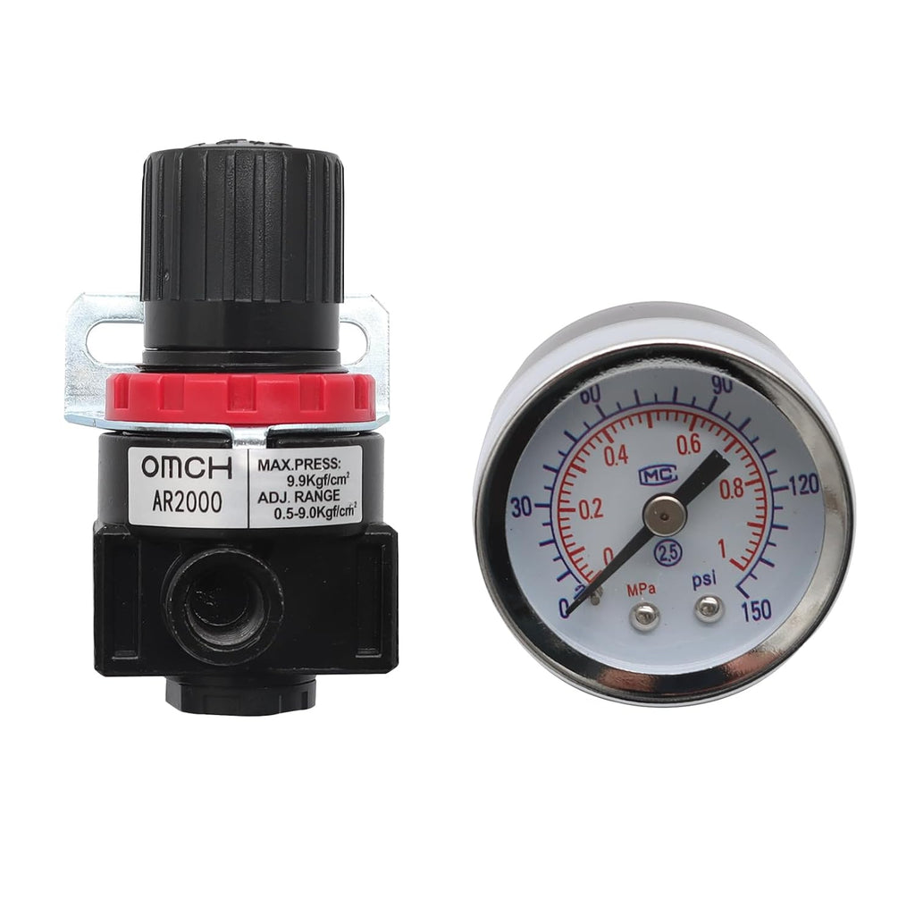AR2000 Pneumatic Air Compressor Pressure Regulator with Bracket and Gauge Female Thread 1/4 NPT 0-145 PSI