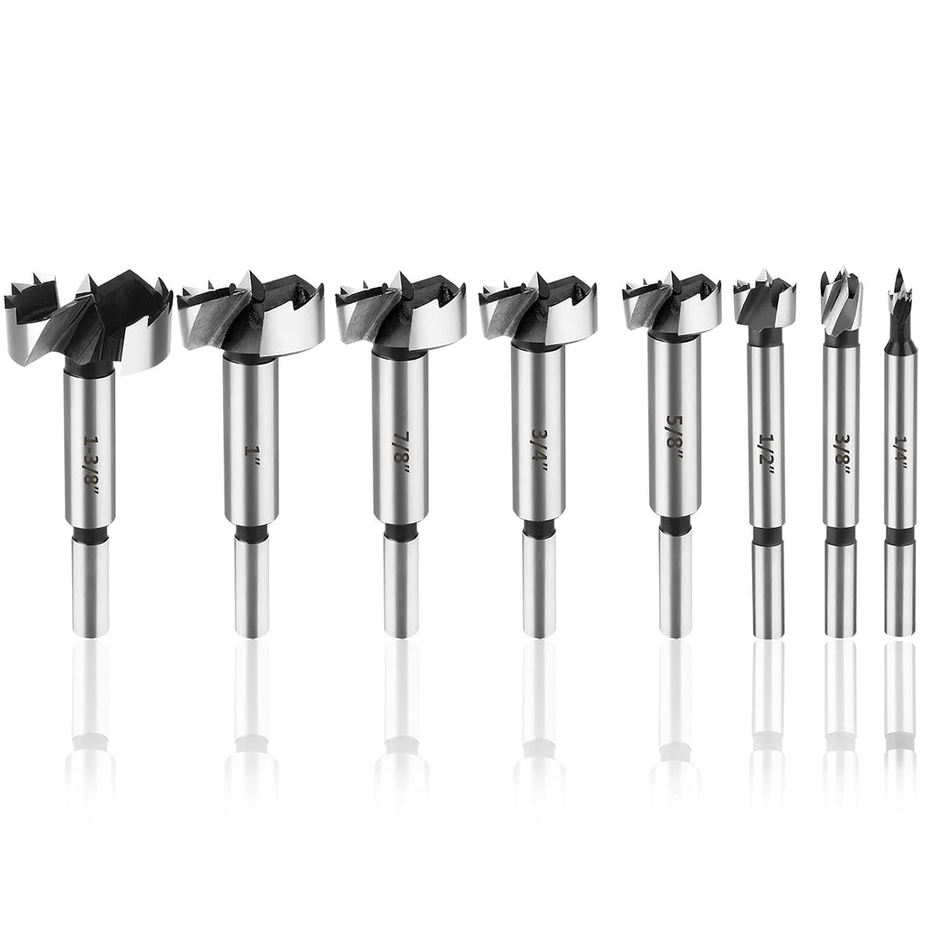 Forstner Bit Set 8Pcs - Forstner Bits for Wood, Wood Drilling with Storage Case
