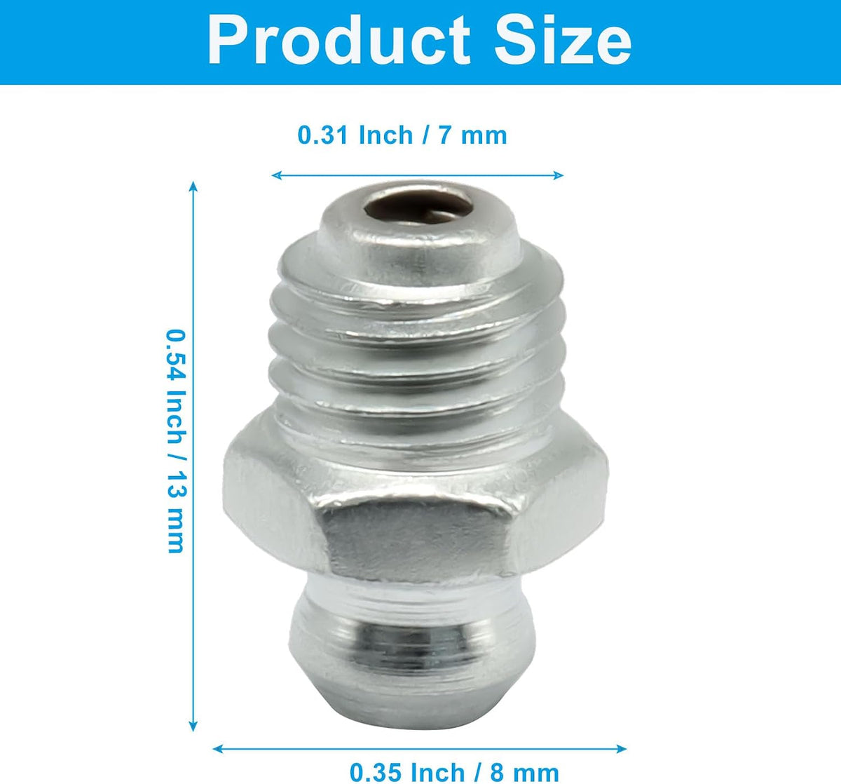 25 Pcs Hydraulic Grease Fitting Kit, M8, 8mm x 1mm