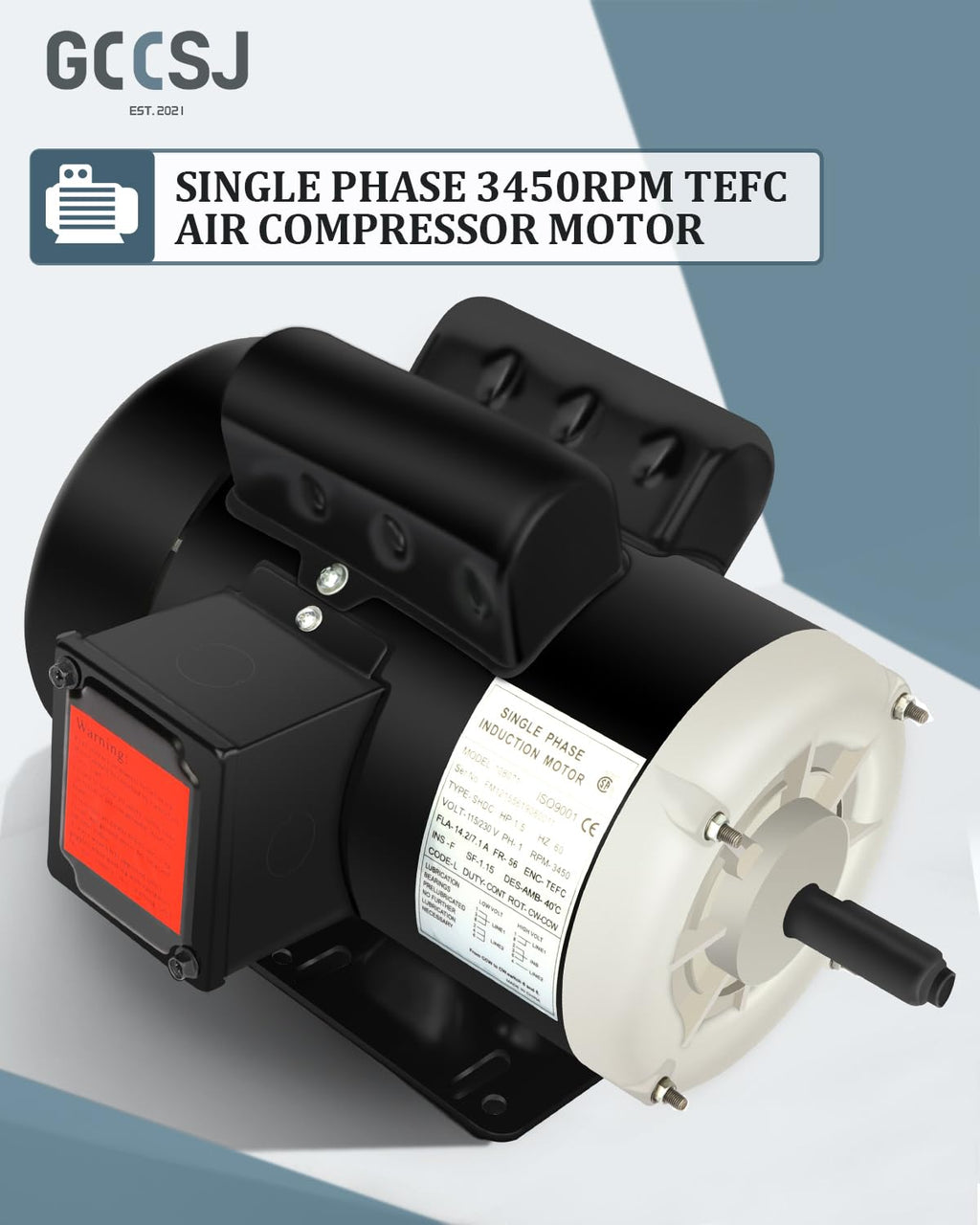 1.5HP General Electric Motor 3450RPM Single Phase 115/230V CW/CCW TEFC