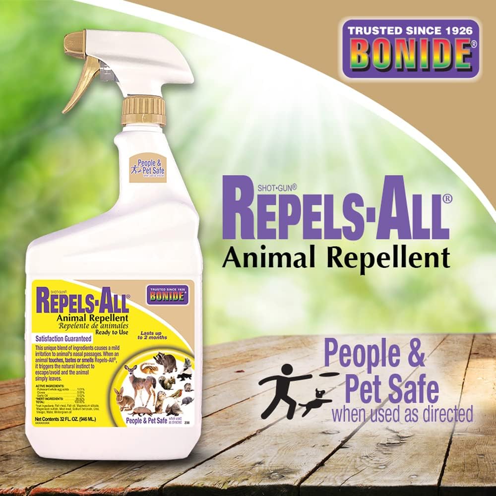 Repels-All Animal Repellent, 32 oz Ready-to-Use Spray, Outdoor Garden Deer & Rabbit Repellent, People & Pet Safe