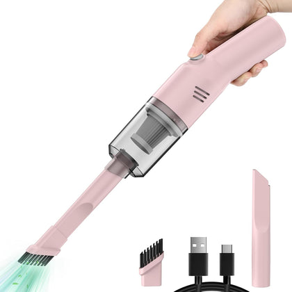 Mini Handheld Vacuum for Home&Car, Cordless Portable Rechargeable Pink | Quick Cleanups, Tight Spaces, USB-C