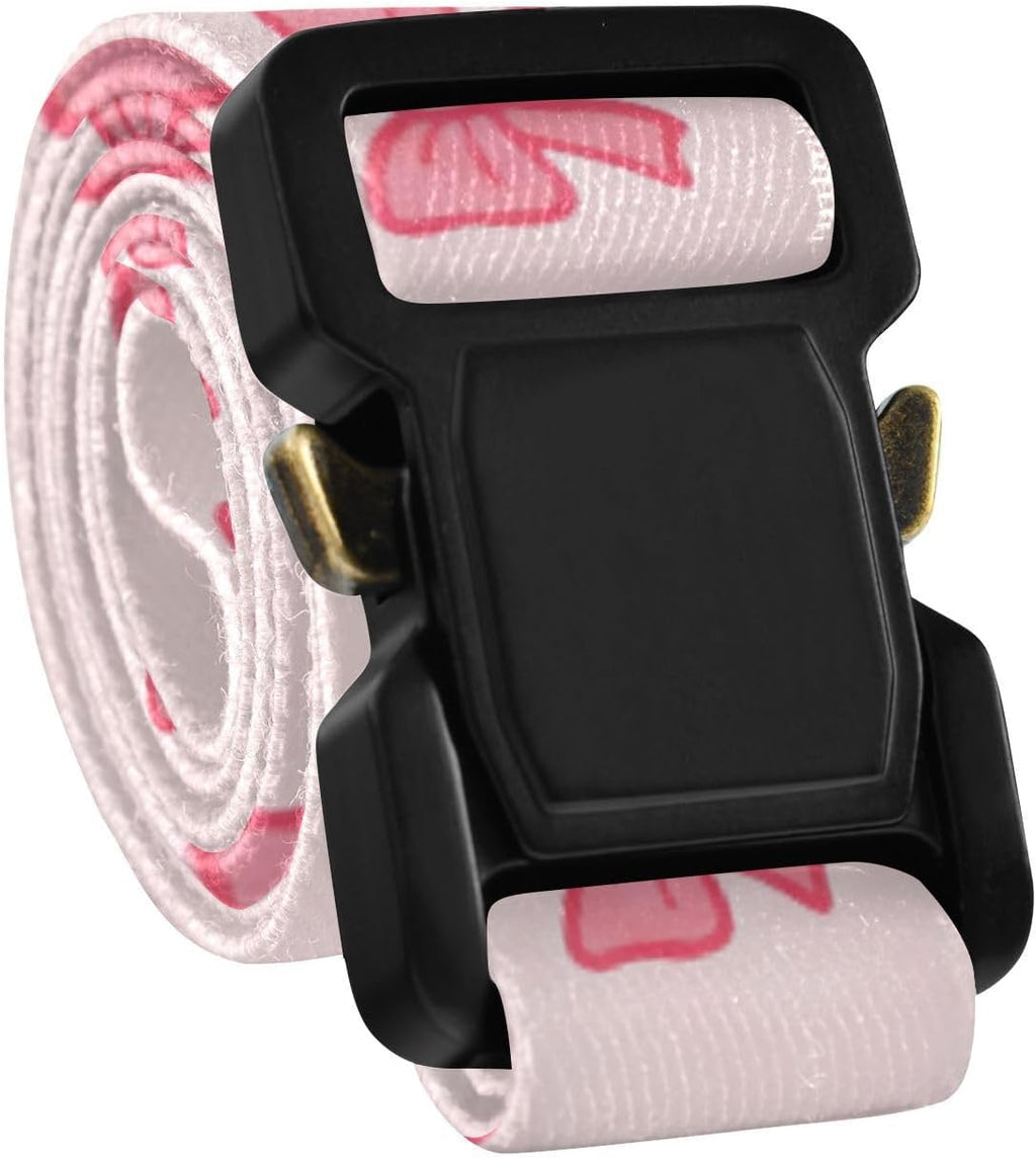 Bow Tie Adjustable Kids Elastic Belts, Girls Boys Stretch Waist Belt with Aluminum Alloy Buckle