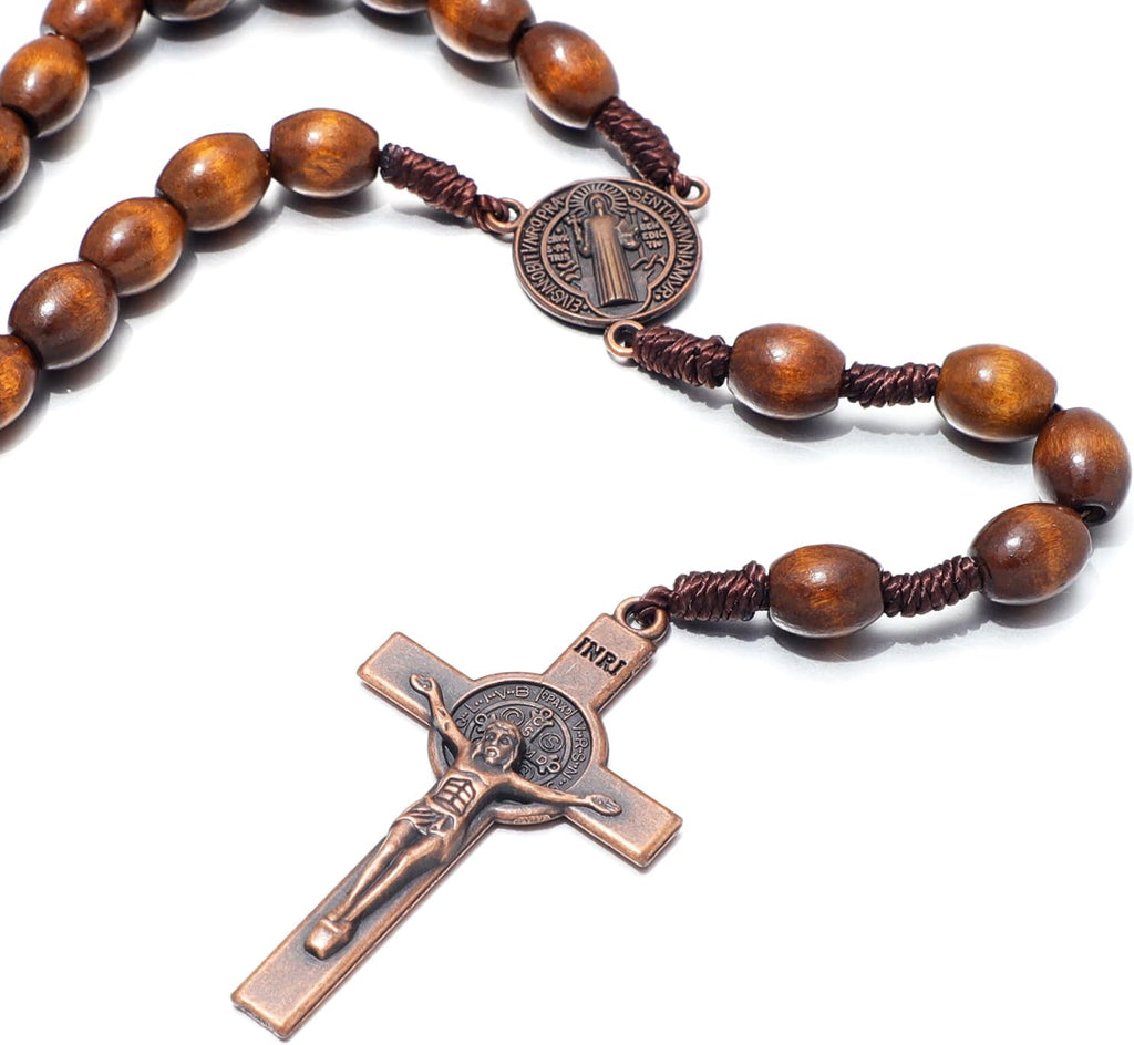 Handmade Wooden Catholic Rosaries, Rosary Beads Necklace Wood Christian Prayer Beads Catholic Christian Gift
