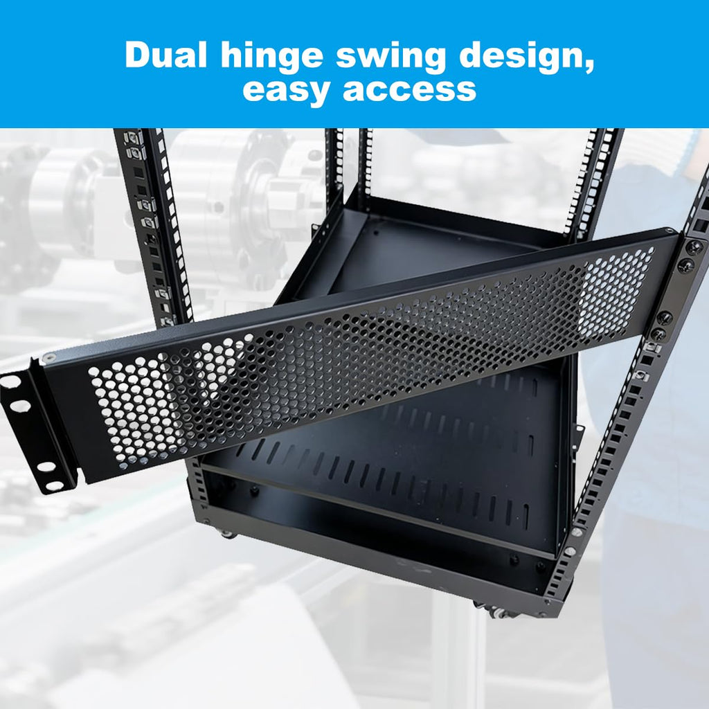 2 Pack 2U Hinged Perforated Blank Panel for 19" Rack Mount