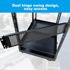 2 Pack 2U Hinged Perforated Blank Panel for 19" Rack Mount