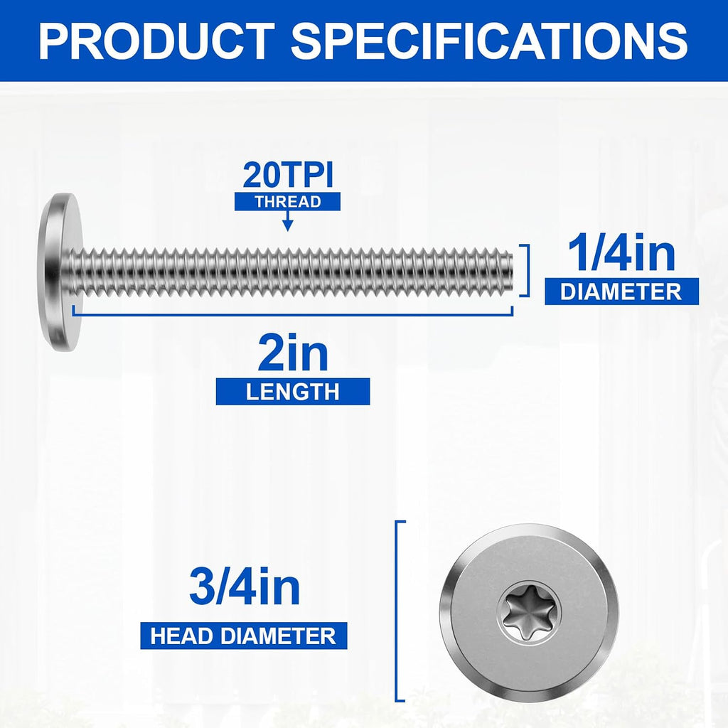 Combo Sidewalk Screws Bolts 1/4" X 2" 100-Pack Hurricane Shutter Hardware