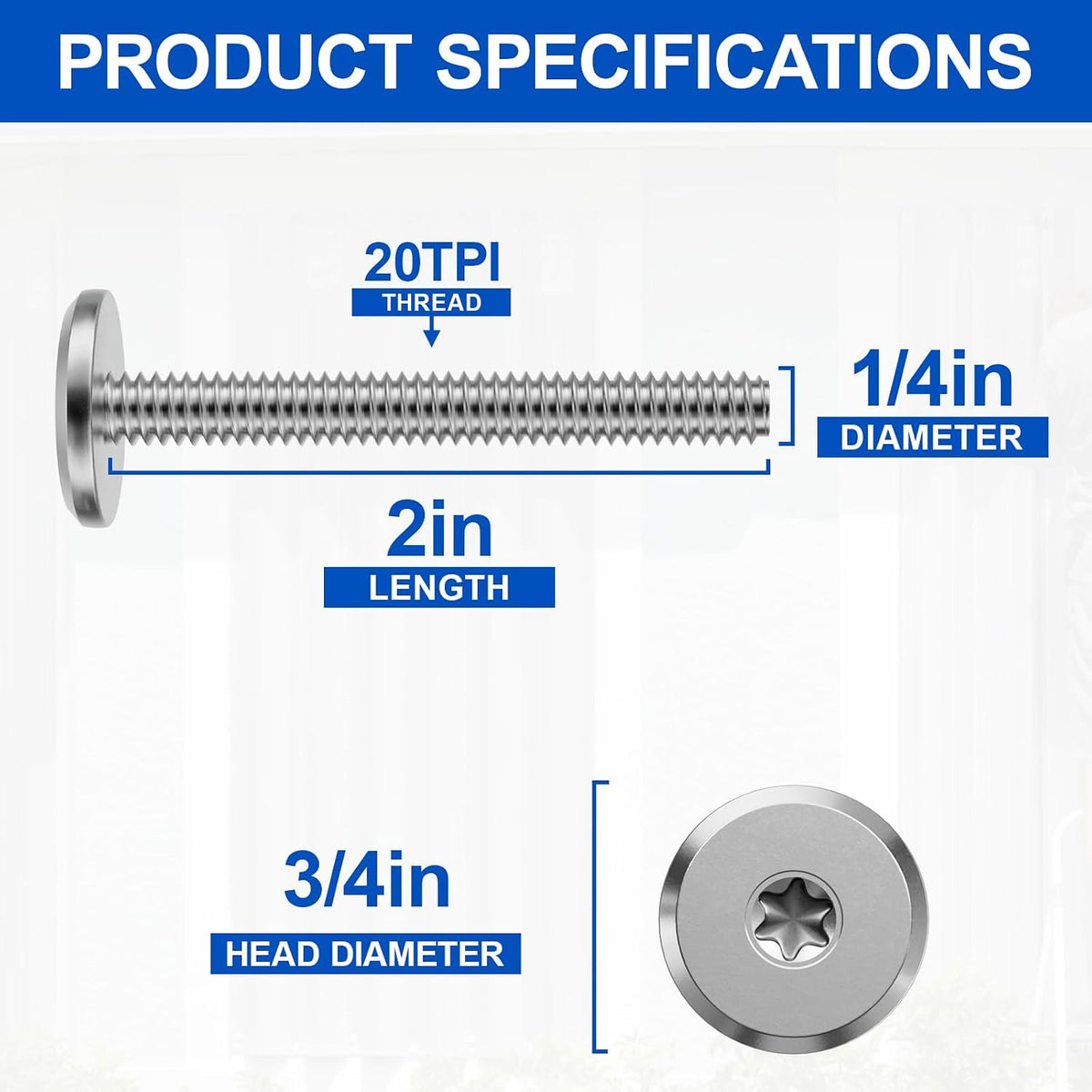 Combo Sidewalk Screws Bolts 1/4" X 2" 100-Pack Hurricane Shutter Hardware