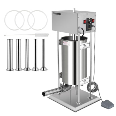 24.3LBS/15L Electric Sausage Stuffer Maker, Vertical Electric Stuffer Adjustable Speed Stainless Steel Heavy Duty