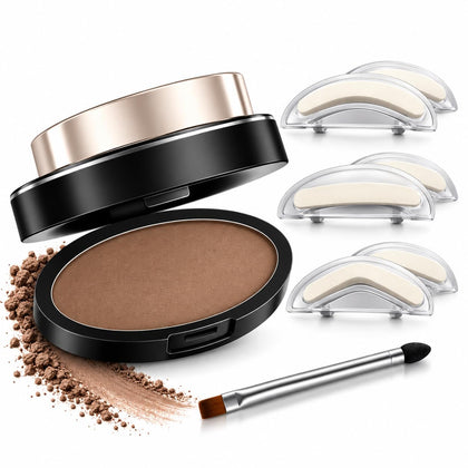 Eyebrow Stamp, Waterproof Brow Powder for Natural-Looking Brows in 3 Seconds, 3 Brow Shapes, Smudge-Resistant &