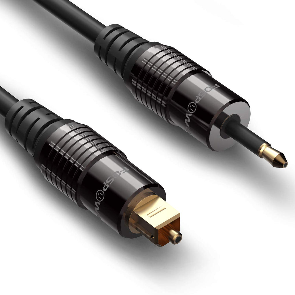24K Gold Plated Toslink to Mini Toslink Digital Fiber Optical S/PDIF Audio Cable with Metal Connectors &