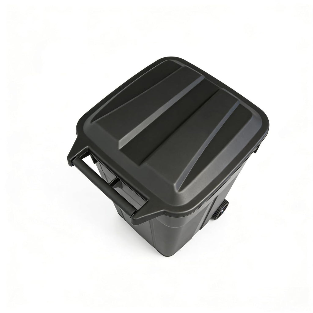 45 Gallon Trash Can with Wheels, Outdoor Trash Can with Lid, Heavy Duty Plastic Garbage Can, Click Lock Lid Design
