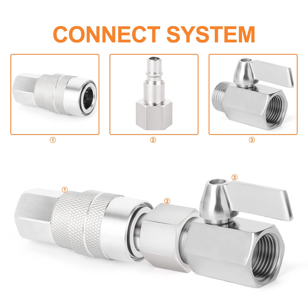 GASHER 12PCS 1/4-Inch Female Industrial Coupler,1/4 Basic Flow Quick Connect Air Coupler