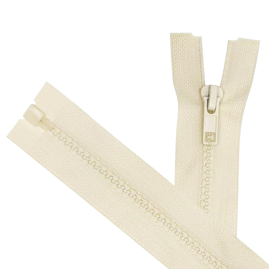 2PCS #5 30 Inch Beige Separating Jacket Zippers for Sewing Coats, Molded Plastic Bulk Zippers(Beige 30" 2PCS)