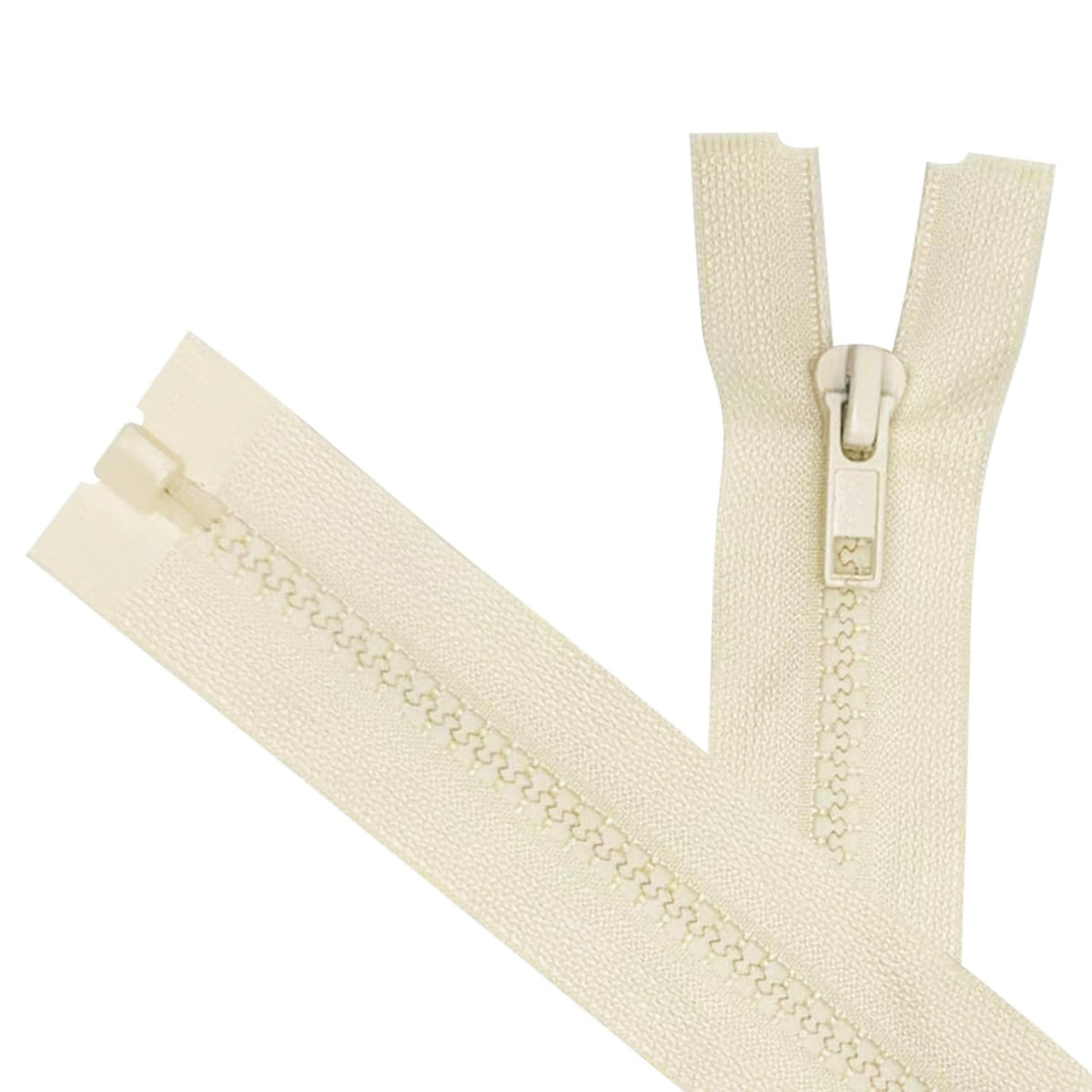 2PCS #5 30 Inch Beige Separating Jacket Zippers for Sewing Coats, Molded Plastic Bulk Zippers(Beige 30" 2PCS)