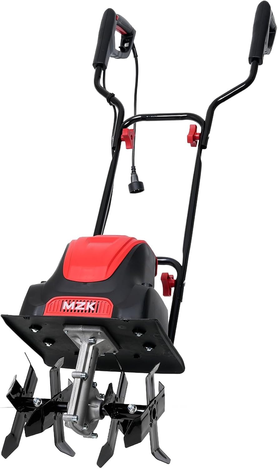12-Inch 10.5A Electric Tiller Cultivator,8-Inch Depth | Lightweight corded rototiller for soil digging, garden beds