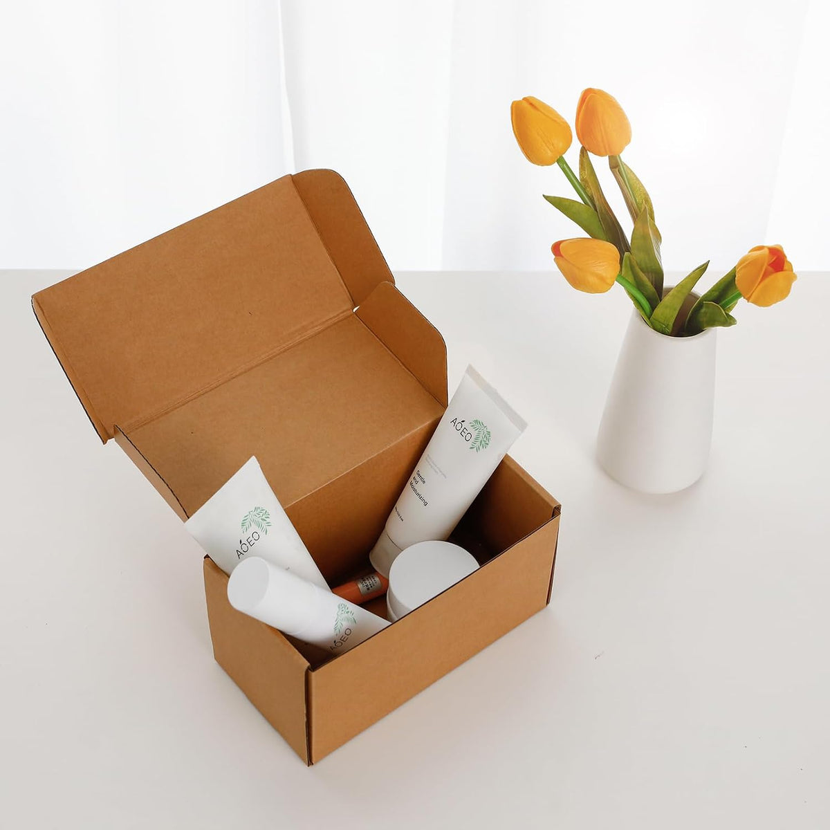 Kraft Brown Shipping Boxes 8x4x4 Inches, 20 Pack