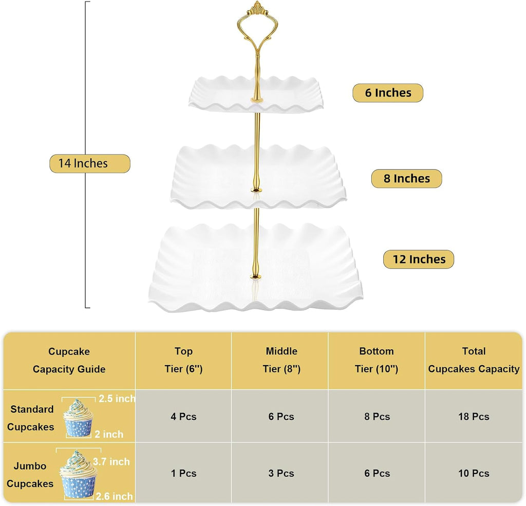 Plastic Dessert Cupcake Stand, 3 Tier Cupcake Tower Holder, White