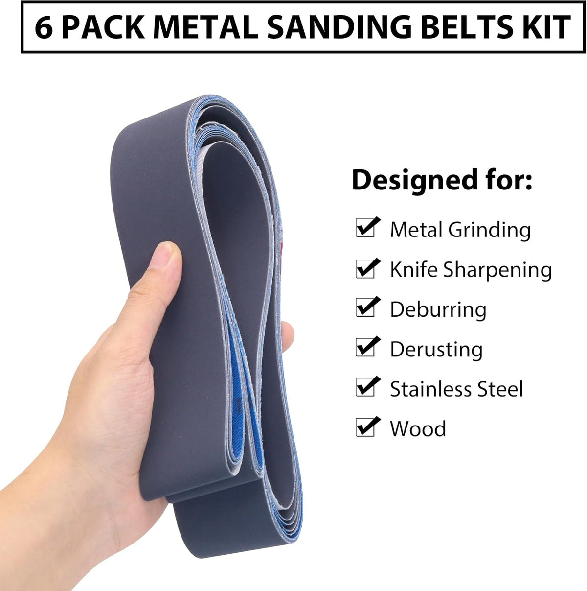 2 x 72 Silicon Carbide Knife Sharpening Sanding Belts, 6 Pack