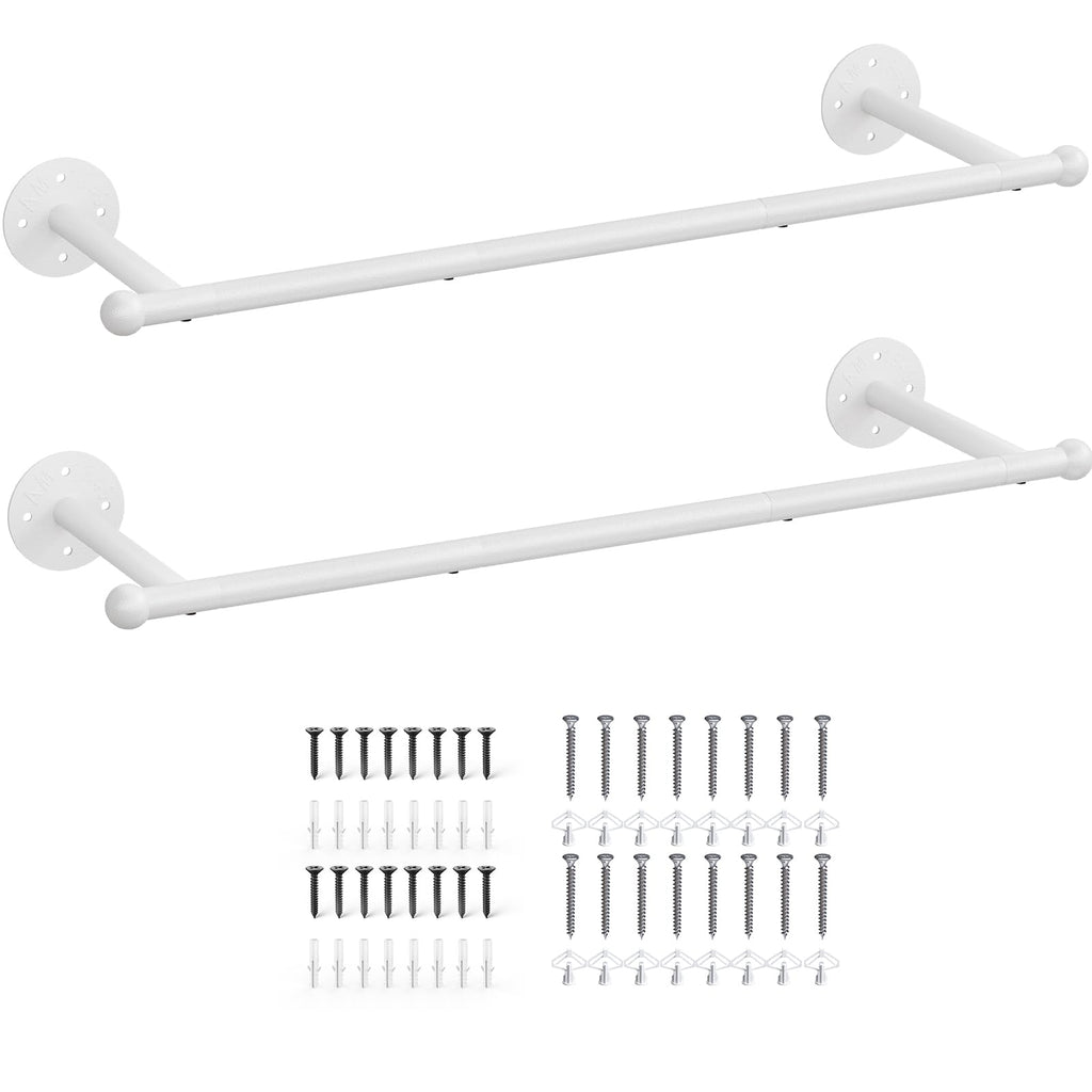33" Industrial Pipe Clothing Rack, Wall Mounted Clothes Rack 2 Pack