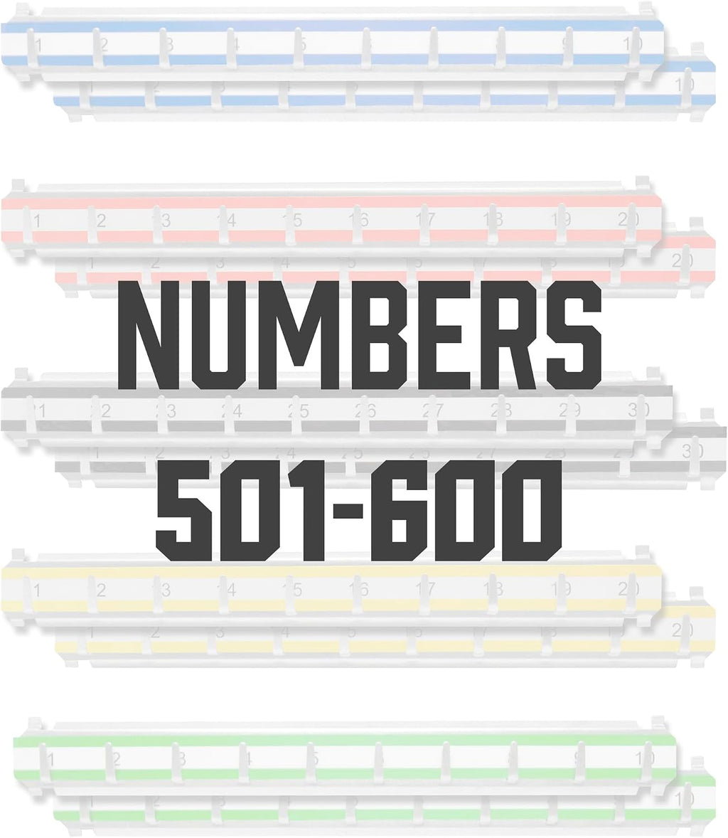 Labeled Key Shelves with 501-600 Numbered Hooks for Key Cabinets