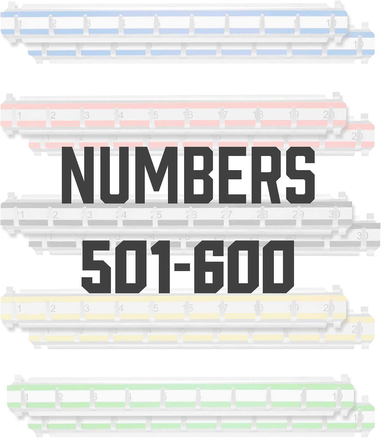 Labeled Key Shelves with 501-600 Numbered Hooks for Key Cabinets