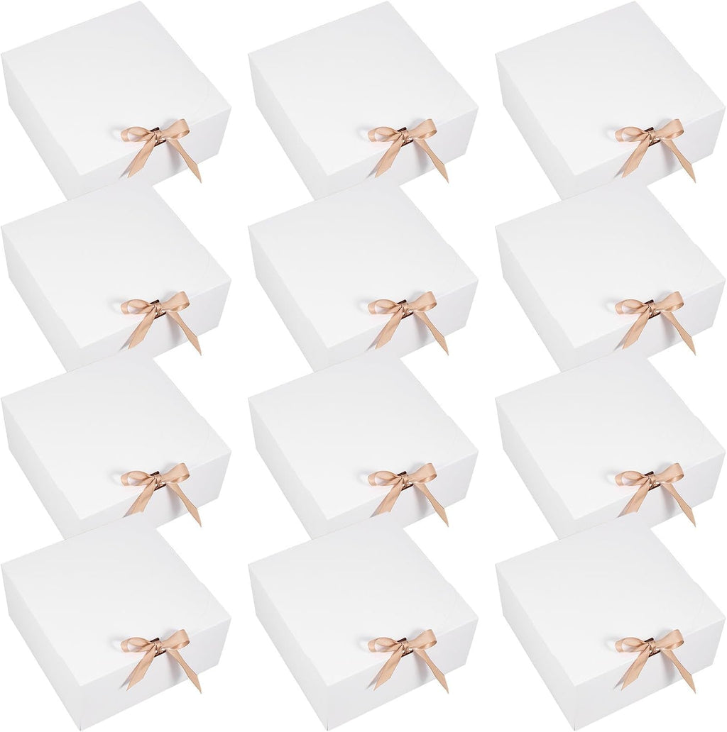 12pcs White Paperboard Clamshell Gift Boxes with Lid for Events