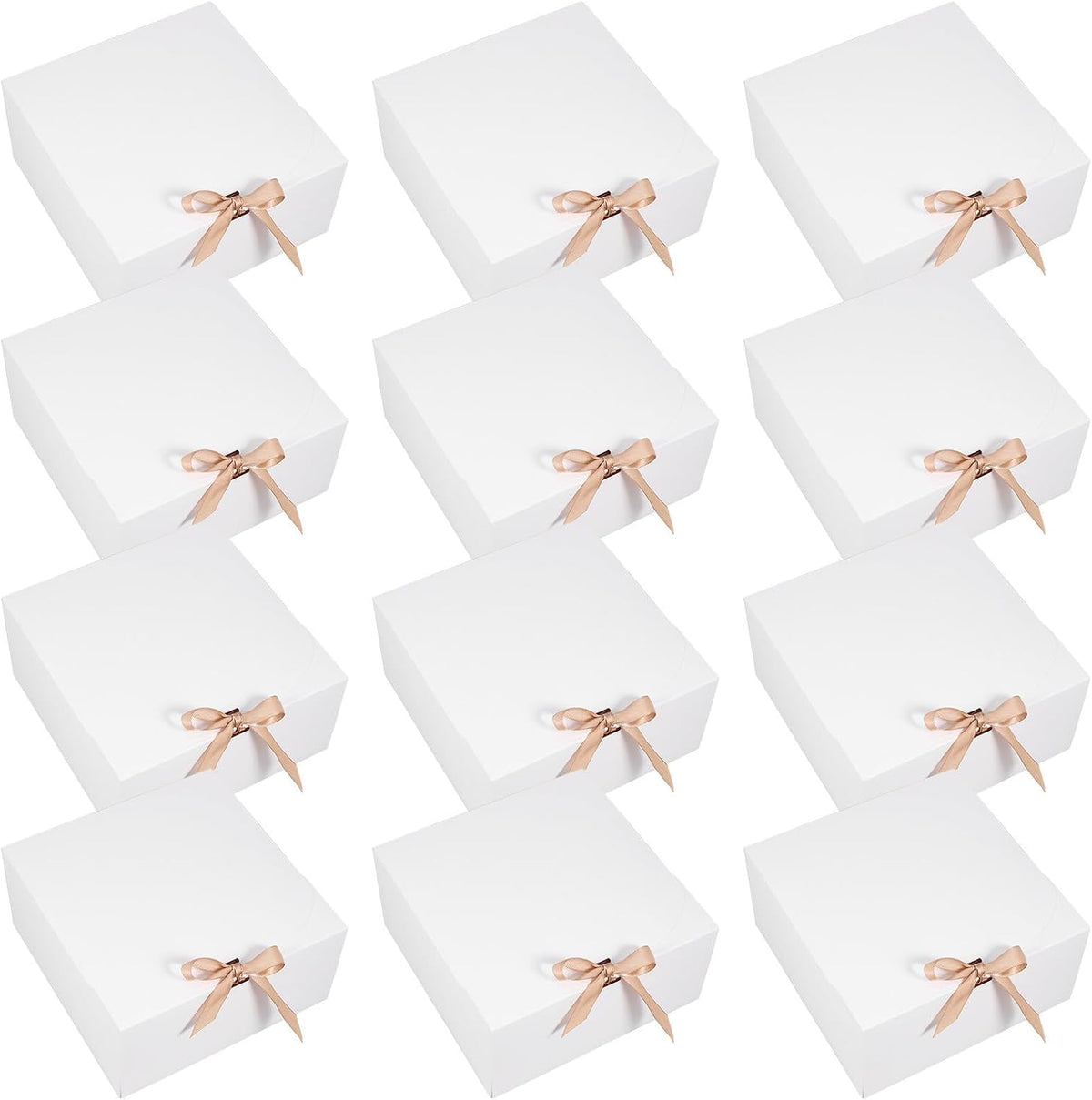 12pcs White Paperboard Clamshell Gift Boxes with Lid for Events
