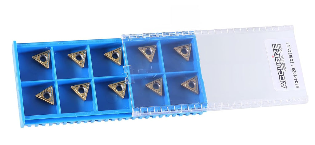 Accusize TCMT21.51 Carbide Insert, TiN Coated, 1/4 in I.C, 10 Pack
