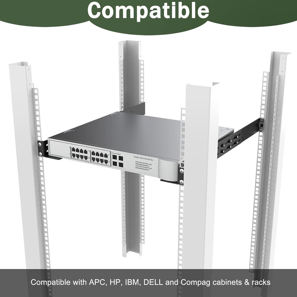 1U Universal Rack Mount Rails 4-Post Server Rack Shelf Rail