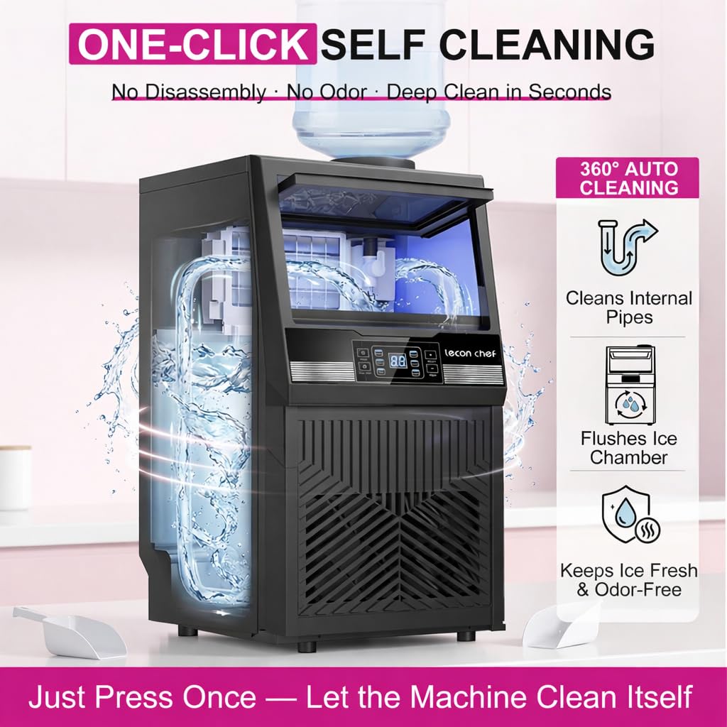 Commercial Ice Maker Machine 80Lbs/24H Dual Water Inlet Black