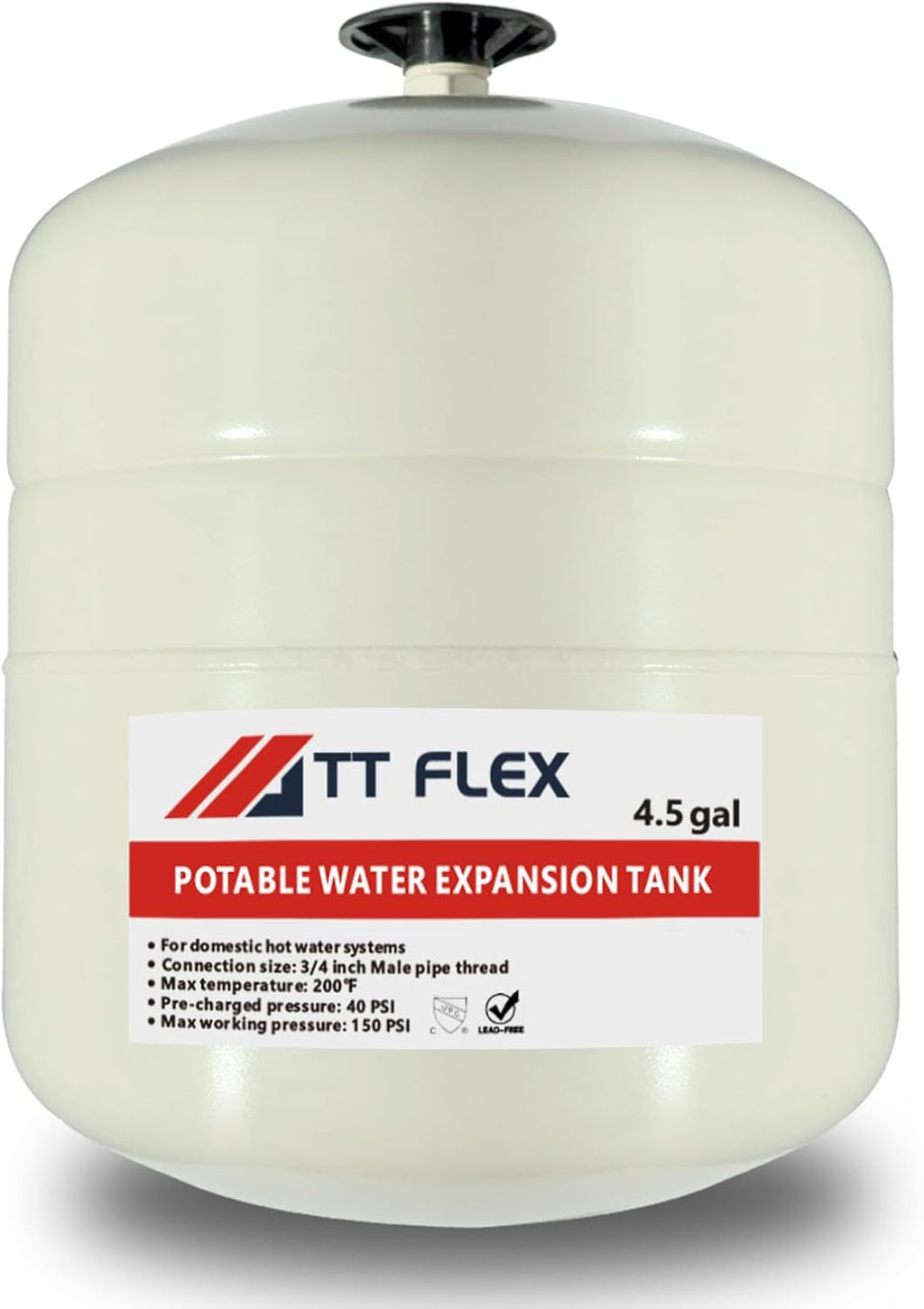 TTFLEX 4.5 Gallon Expansion Tank for Hot Water Heater 3/4" MNPT | Thermal Expansion Tank, for Potable Water