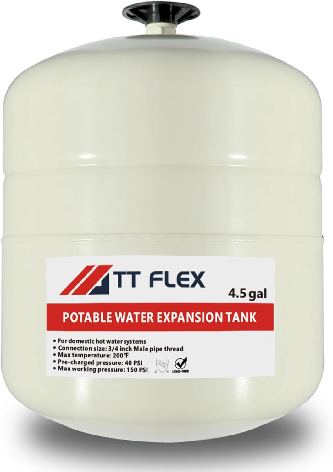 TTFLEX 4.5 Gallon Expansion Tank for Hot Water Heater 3/4" MNPT | Thermal Expansion Tank, for Potable Water