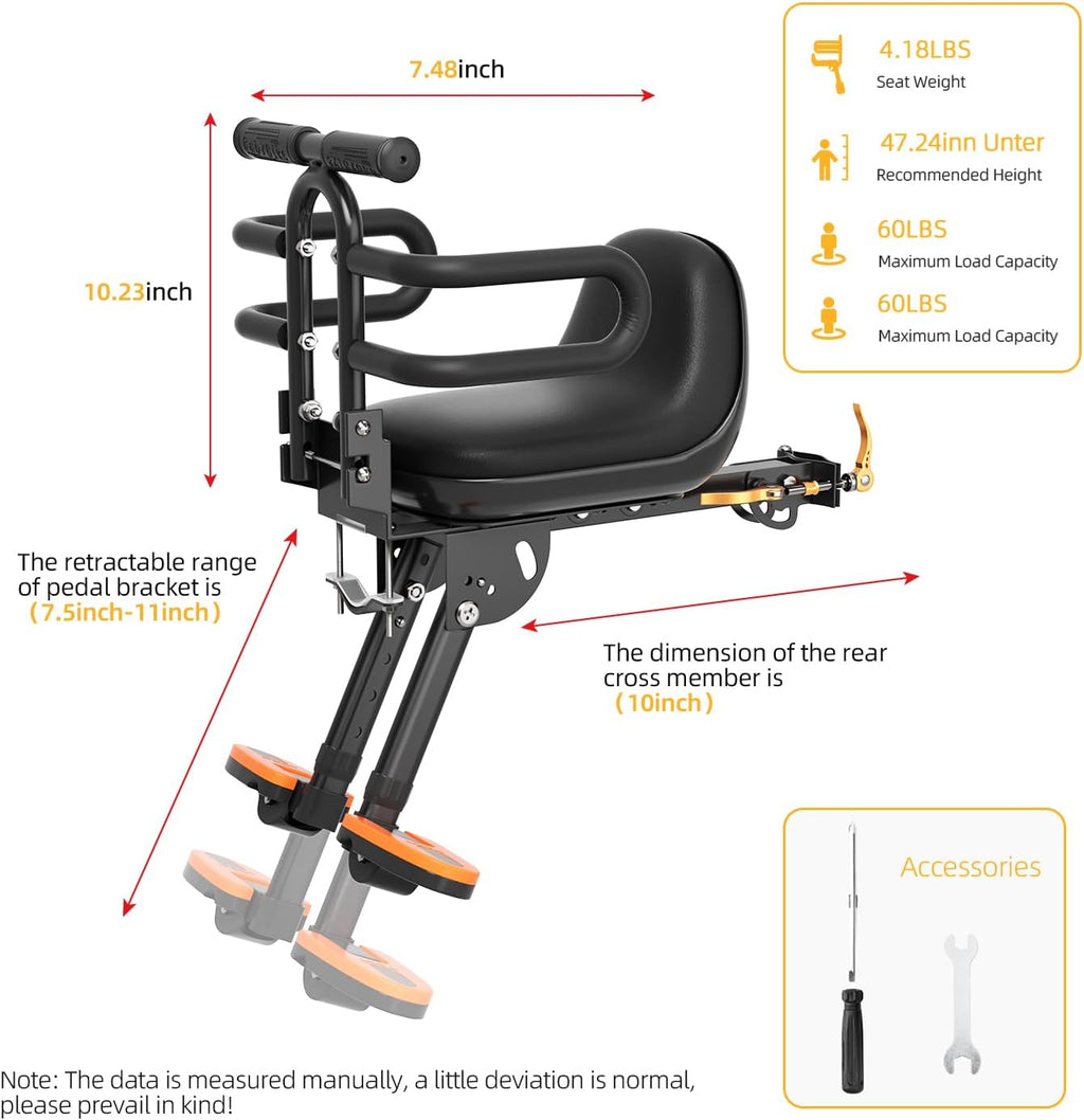 Child Bike Seat, Kids Bike Seat with Guardrail, High Seat Cushion Backrest Mountain Bike Child Bike Seat, Bicycle