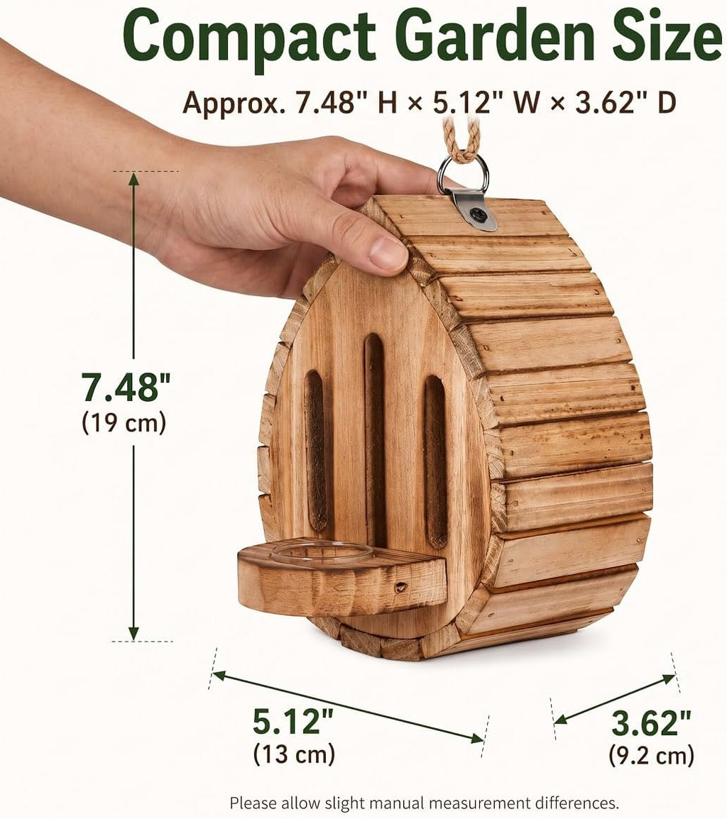 Wooden Butterfly House and Feeder for Outdoors, Natural Butterfly Habitat Nesting Box, Hanging Bug Hotel Garden