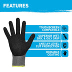 Work Gloves, Small, 1 Pair, Nitrile Coated, Gray and Black