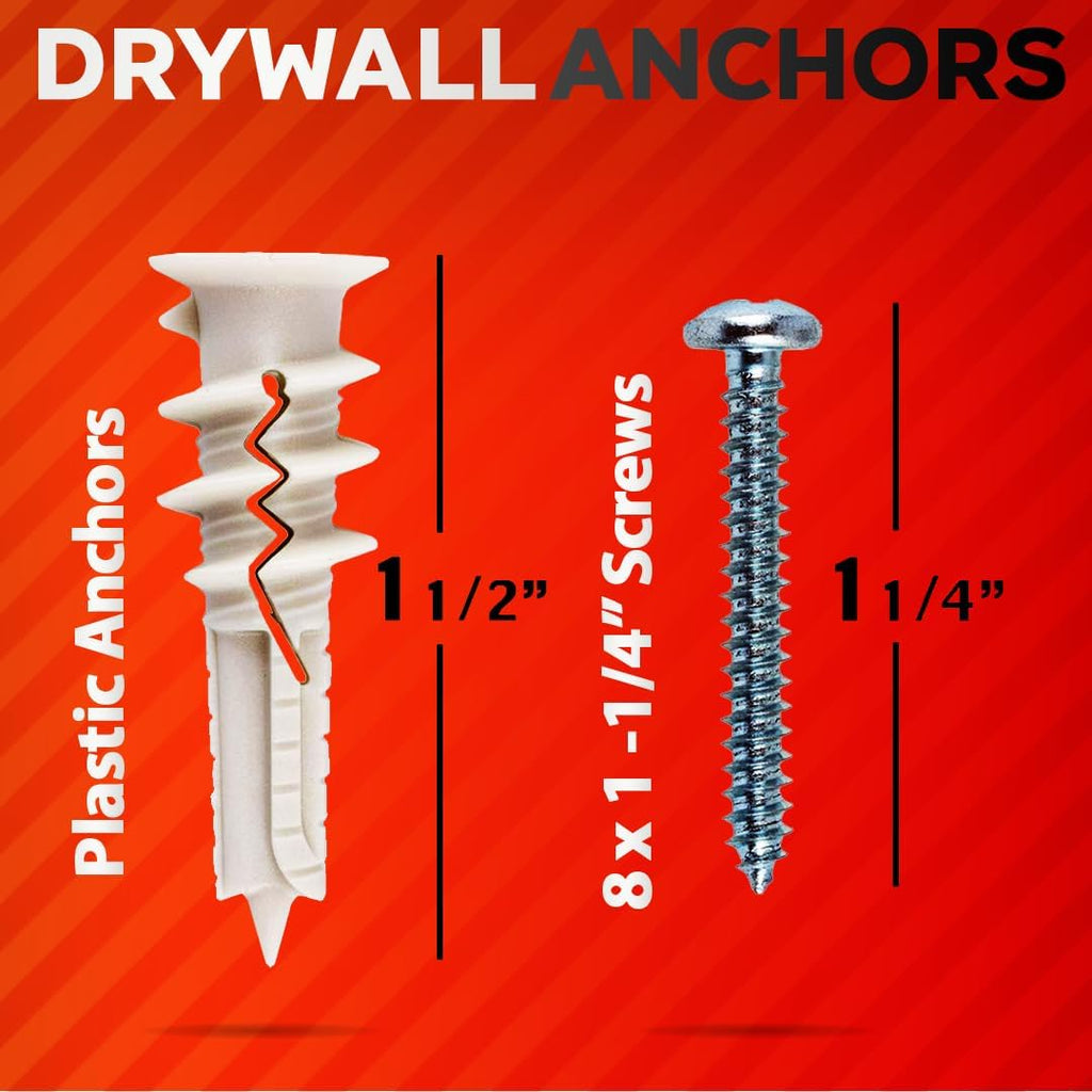 120PCS #8 Self Drilling Drywall Anchors and Screws Assortment Kit