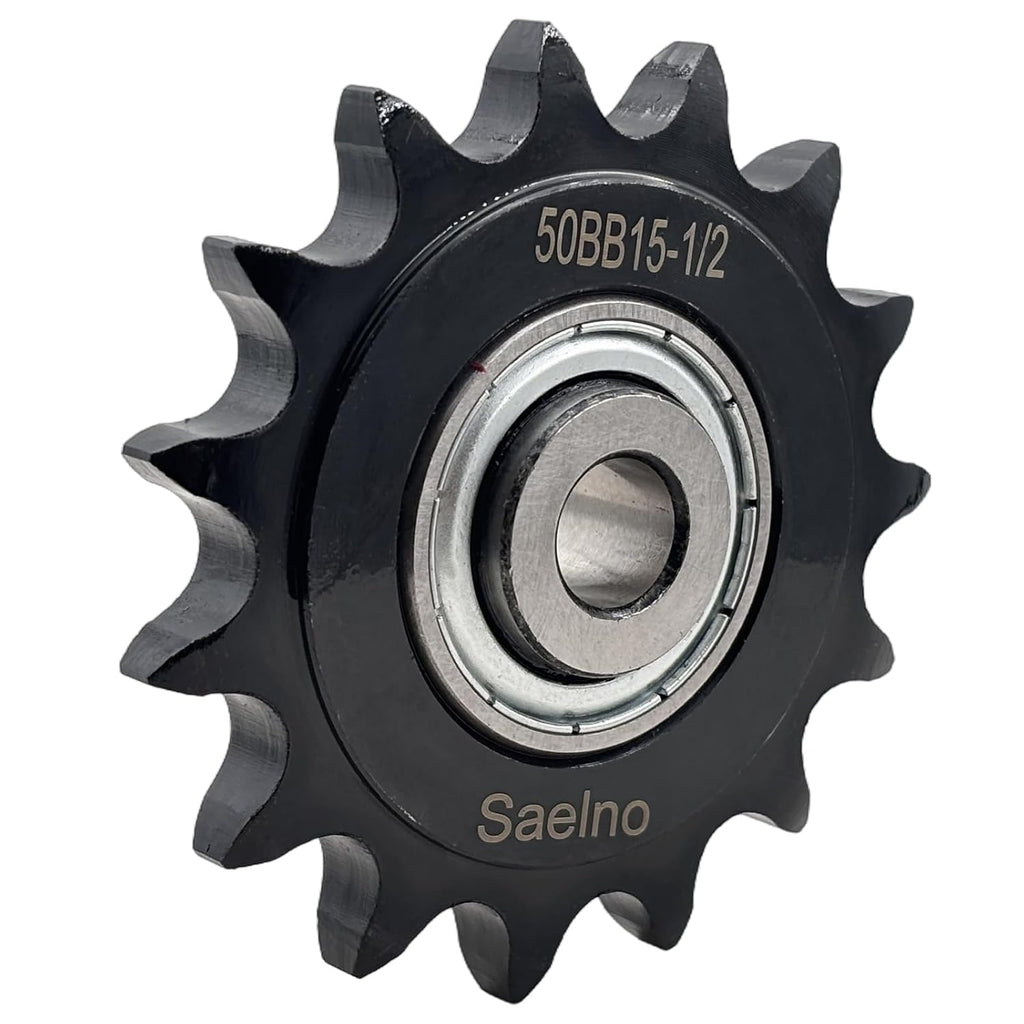 #50 Roller Chain Idler Sprocket Type C 1/2" bore 15 Tooth with Bearing 203KRR2,Hardened Antirust 1045 Steel Drive Sprockets 50BB15-1/2