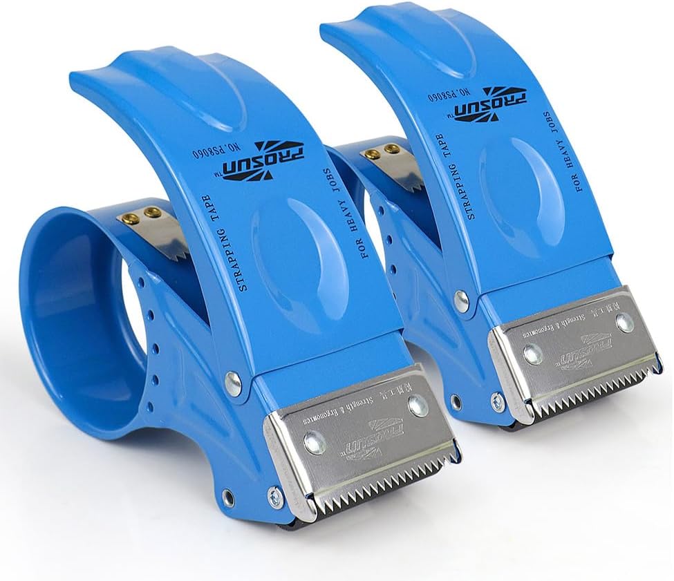 Metal Packing Tape Dispenser, 2.5inch Heavy Duty Handheld Heavy Tape Dispenser, 2Pcs, Blue