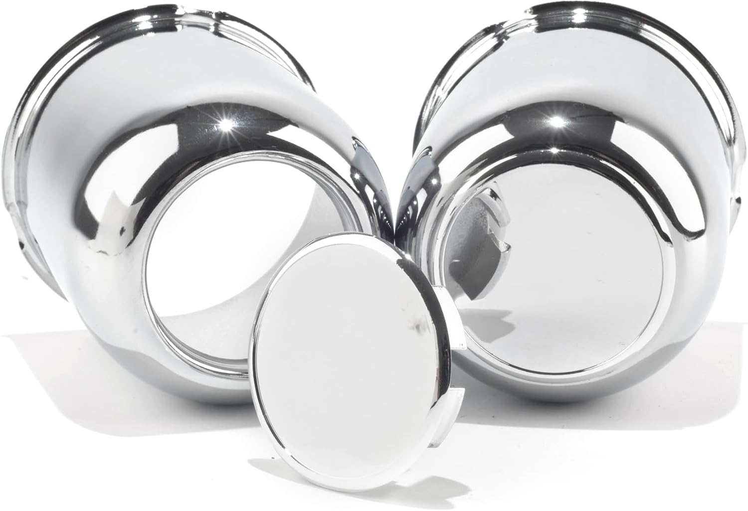 2-Pack Trailer Push Through Center Caps and Trailer Wheel Lug Sets - 3.19in Wheel Center Caps Chrome Wheel Cover