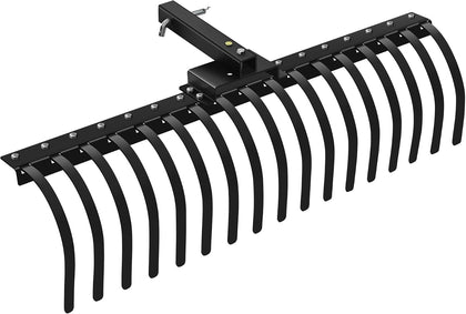 48 Inch Tow Behind Landscape Rake, Black Durable Tractor Rake with 2 Inch Receiver Fit for Lawn Tractor ATV UTV, All