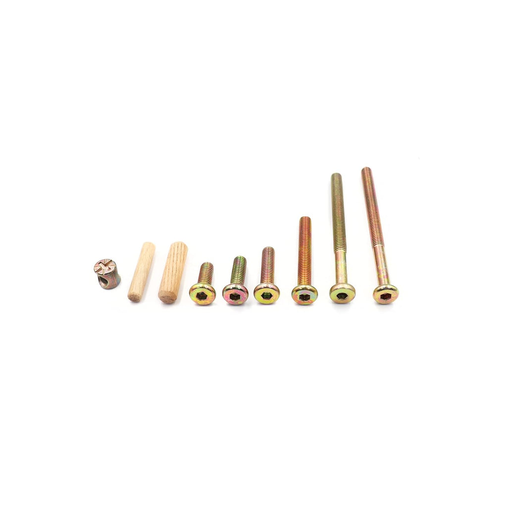 70pcs M6 Crib Screws Barrel Nuts Assortment Kit and Wood Dowel Pins for Furnitures Cribs Chairs